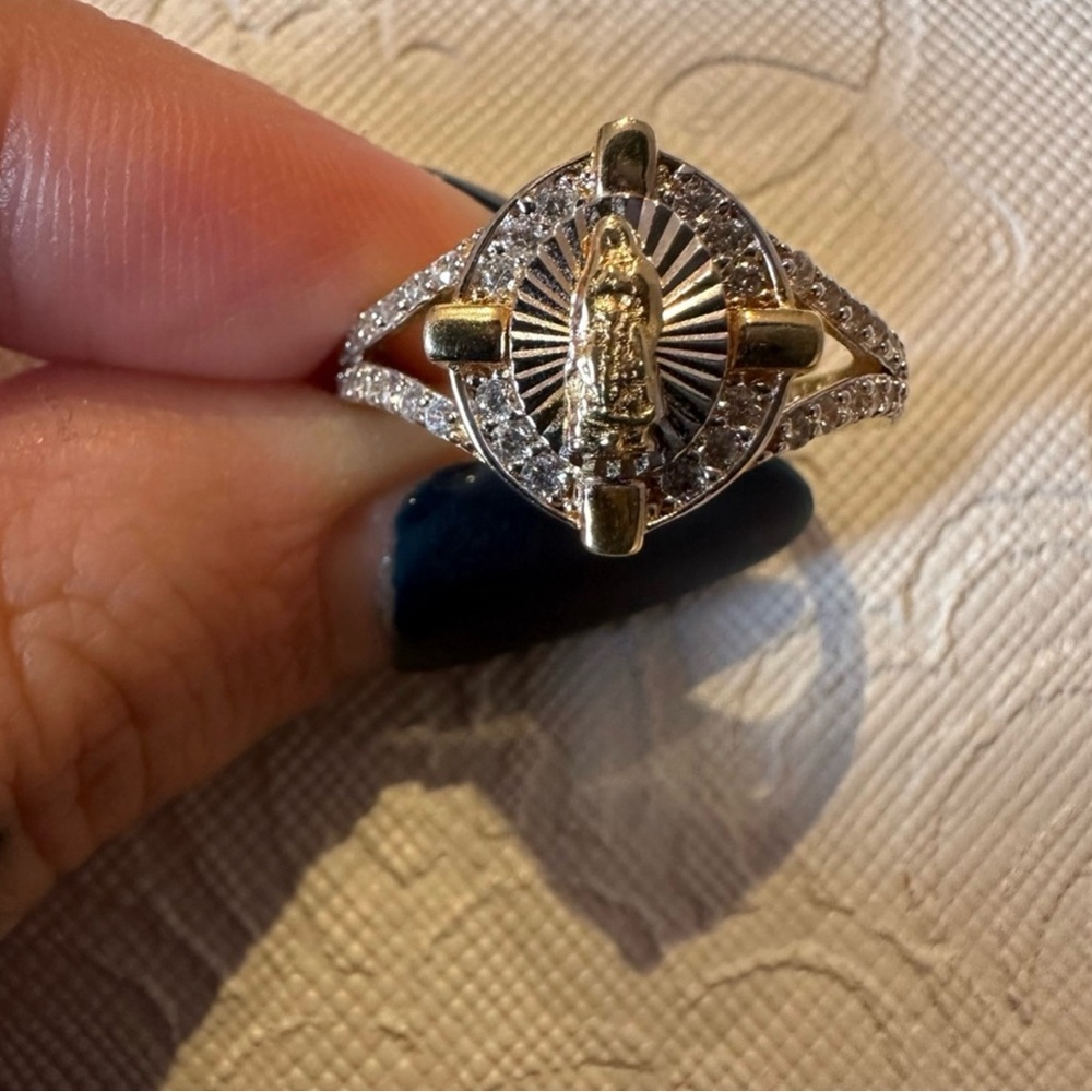 Gold and Silver Women's Religious Ring